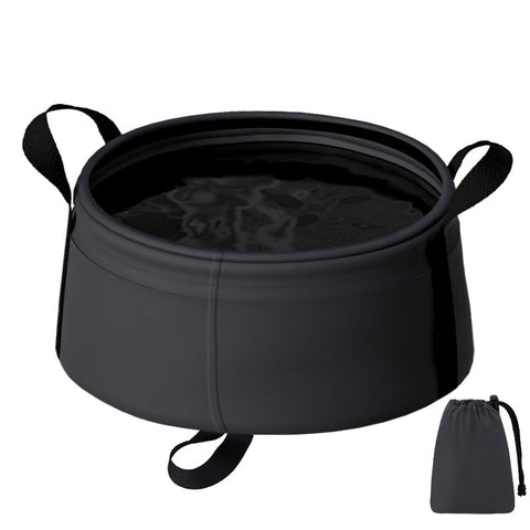 2 Pcs Black Ultra Lightweight Collapsible Travel Basin Waterproof Folding Bucket For Camping Hiking & Outdoors (8.5L) Camping Wash Basins