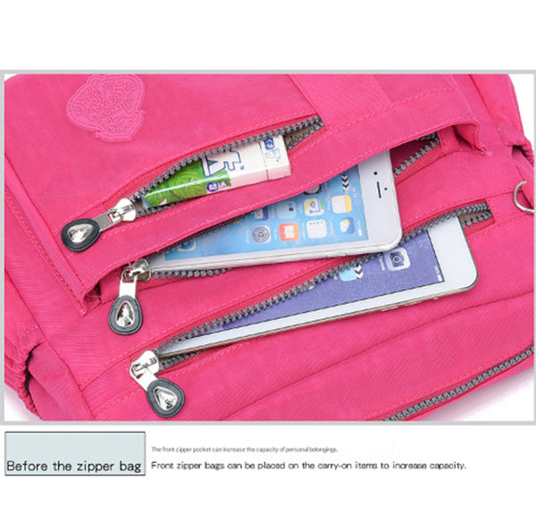 Rose Red Versatile Womens Nylon Water Repellent Crossbody Shoulder Bag Set With Matching Clutch Pouch Women's Bags & Handbags