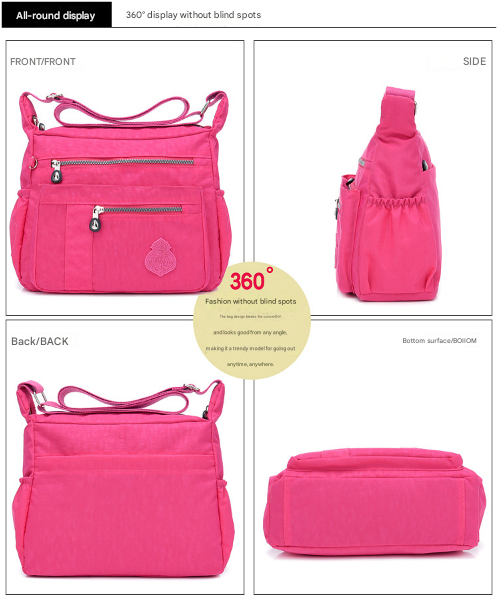 Purple Versatile Womens Nylon Water Repellent Crossbody Shoulder Bag Set With Matching Clutch Pouch Women's Bags & Handbags