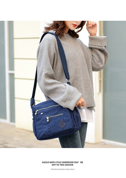 Blue Versatile Womens Nylon Water Repellent Crossbody Shoulder Bag Set With Matching Clutch Pouch Lightweight & Multi Pocket Women's Bags & Handbags