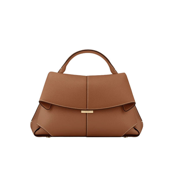 Brown Elegant Womens Genuine Cowhide Leather Top Handle Satchel Chic Flap Crossbody Shoulder Bag Women's Bags & Handbags