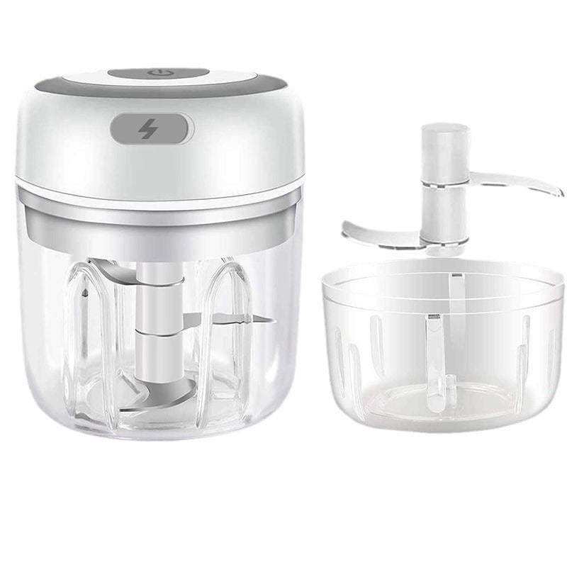 White Compact Cordless Electric Mini Food Chopper Set Usb Rechargeable Garlic Masher Veggie Dicer 100Ml & 250Ml Choppers