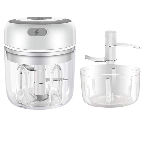 White Compact Cordless Electric Mini Food Chopper Set Usb Rechargeable Garlic Masher Veggie Dicer 100Ml & 250Ml Choppers