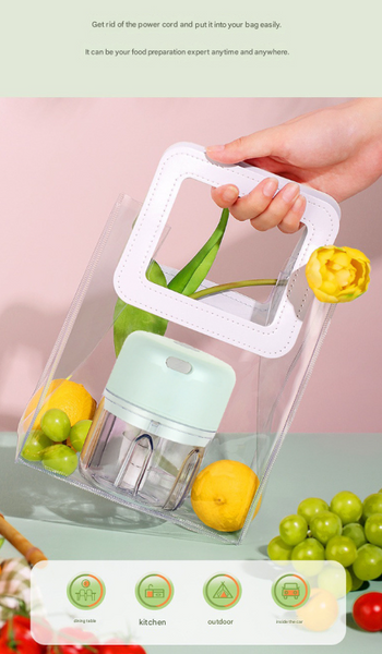 White Compact Cordless Electric Mini Food Chopper Set Usb Rechargeable Garlic Masher Veggie Dicer 100Ml & 250Ml Choppers