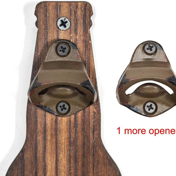 Brown Rustic Wall Mounted Bottle Opener With Cap Catcher Beer For Bar & Kitchen Corkscrews & Bottle Openers