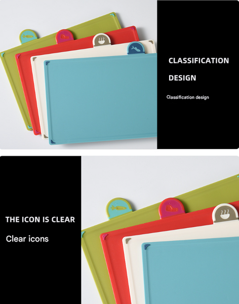 Colourful 4 Piece Coded Index Cutting Board Set With Storage Stand Food Safe Pp Non Slip Easy Clean Kitchen Chopping Boards Cutting Boards