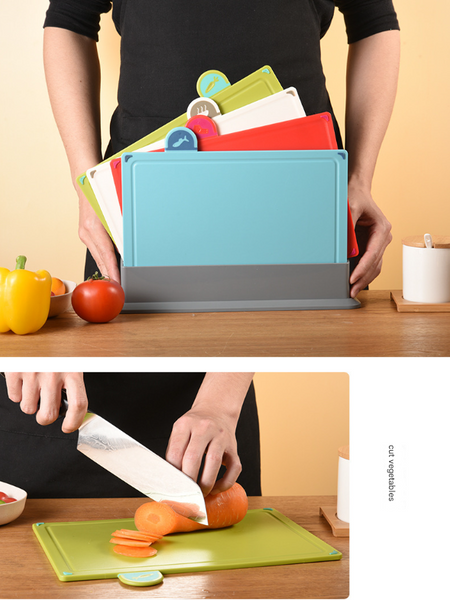 Colourful 4 Piece Coded Index Cutting Board Set With Storage Stand Food Safe Pp Non Slip Easy Clean Kitchen Chopping Boards Cutting Boards