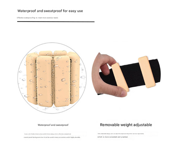 Khaki Premium Adjustable Silicone Wrist Ankle Weights 1Lb Each 2Lb Pair Running Fitness Workouts Wrist & Ankle Weights
