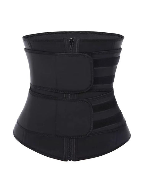 Size Black Womens Sweat Enhancing Waist Trainer Belt Dual Strap Zipper Tummy Control Cincher Shapewear