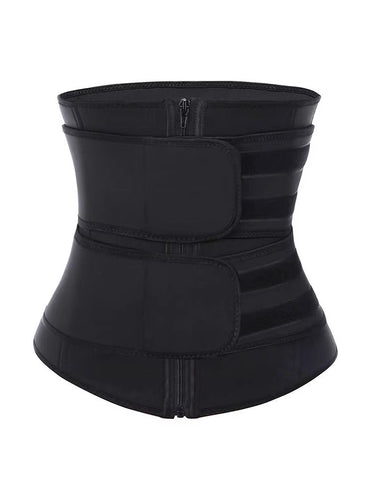 Size Black Womens Sweat Enhancing Waist Trainer Belt Dual Strap Zipper Tummy Control Cincher Shapewear