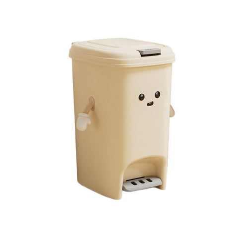 Elosung Cream White 20L Foot Pedal Trash Can U Fun Style 20Cm * 27.5Cm Rubbish Bins