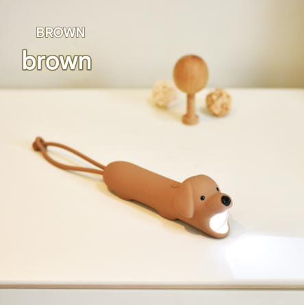 Brown Adorable Dog Silicone Led Flashlight For Kids Usb Rechargeable Dimmable Brightness Portable Night Light Flashlights
