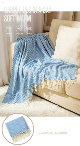 130X240cm Yellow Elegant Herringbone Tassel Throw Blanket Large Acrylic Faux Cashmere Soft Throws & Afghans