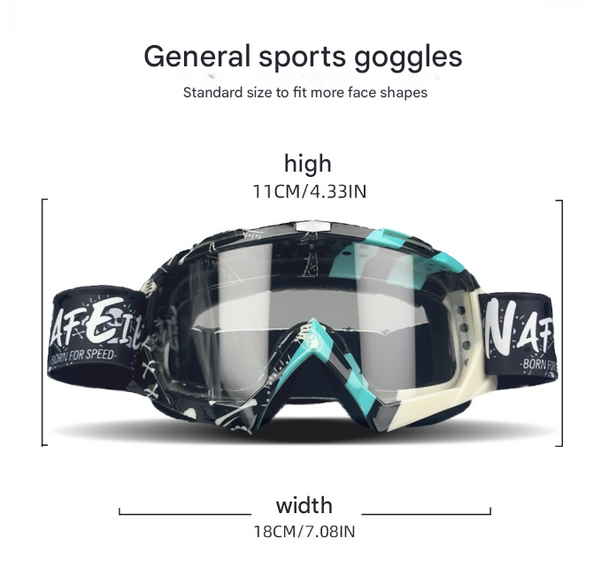 Cyan Frame And Transparent Sheet Versatile Sports Goggles Windproof Uv Protection For Skiing Motorcycle Cycling & Outdoor Adventures Sunglasses Goggle