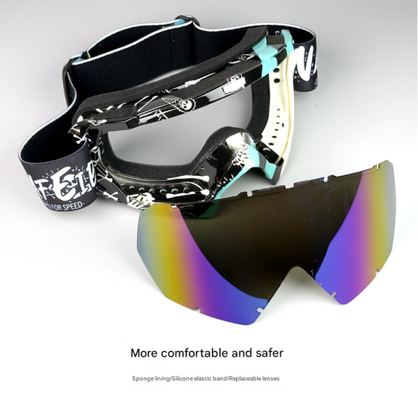 Cyan Frame And Transparent Sheet Versatile Sports Goggles Windproof Uv Protection For Skiing Motorcycle Cycling & Outdoor Adventures Sunglasses Goggle