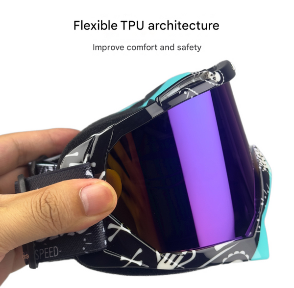 Cyan Frame And Grey Sheet Versatile Sports Goggles Windproof Uv Protection For Skiing Motorcycle Cycling & Outdoor Adventures Sunglasses Goggles