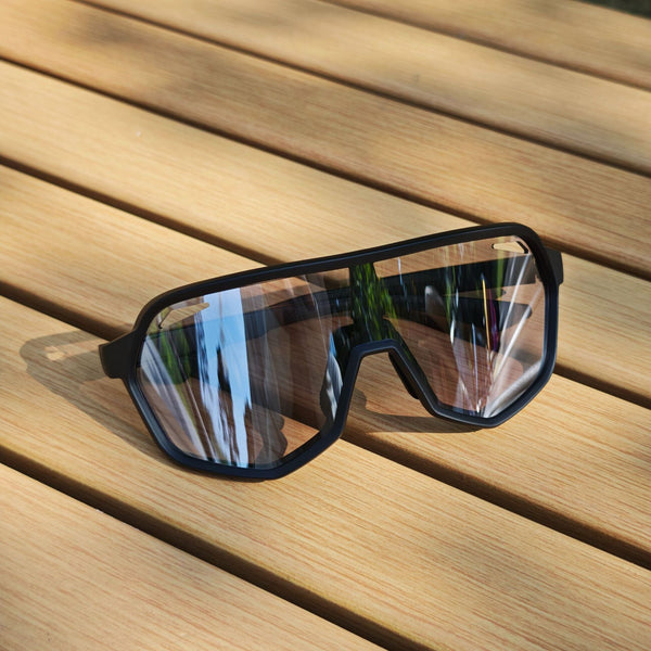 Black Frame Photochromic Silver Lens Cycling With Hd Vision Sunglasses