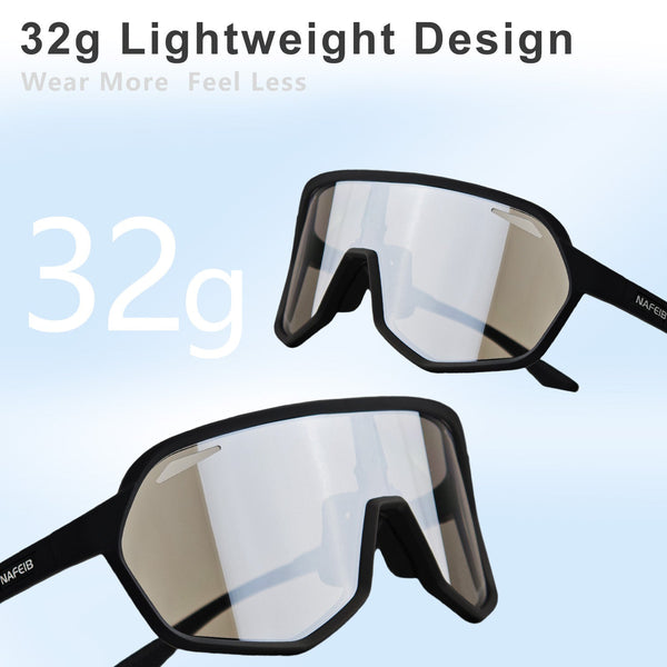 Black Frame Photochromic Silver Lens Cycling With Hd Vision Sunglasses