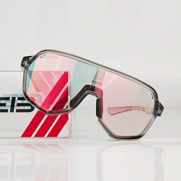 Black Frame Photochromic Silver Lens Cycling With Hd Vision Sunglasses