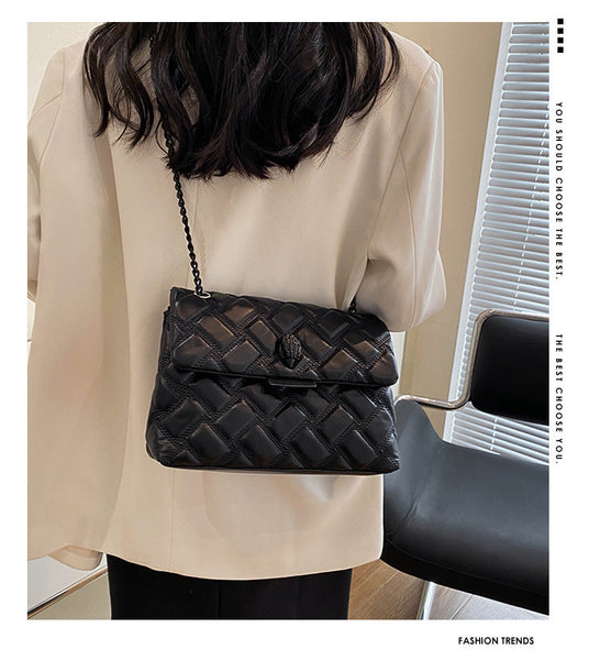 Grey Chic Quilted Crossbody Bag For Women Pu Leather Diamond Pattern Chain Strap Shoulder Purse With Elegant Clasp Women's Bags & Handbags