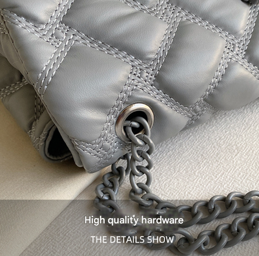 White Chic Quilted Crossbody Bag For Women Pu Leather Diamond Pattern Chain Strap Shoulder Purse With Elegant Clasp Women's Bags & Handbags