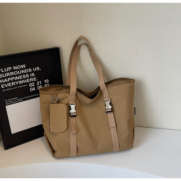 Khaki Womens Large Capacity Nylon Tote Bag Stylish Casual Shoulder Crossbody With Detachable Pouch Women's Bags & Handbags