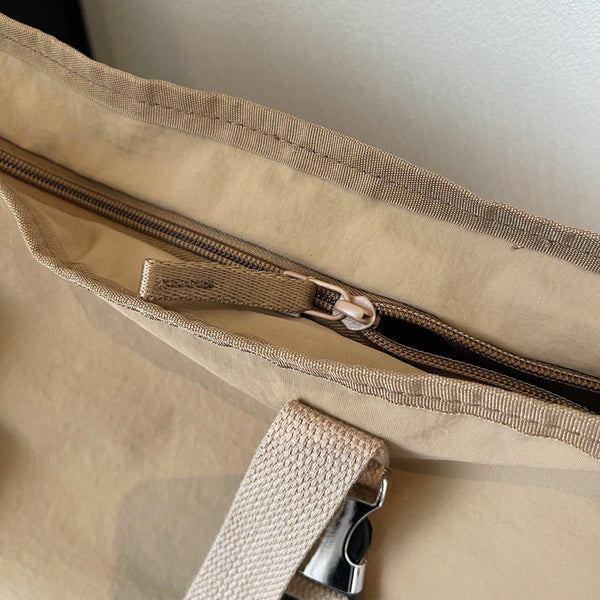 Khaki Womens Large Capacity Nylon Tote Bag Stylish Casual Shoulder Crossbody With Detachable Pouch Women's Bags & Handbags