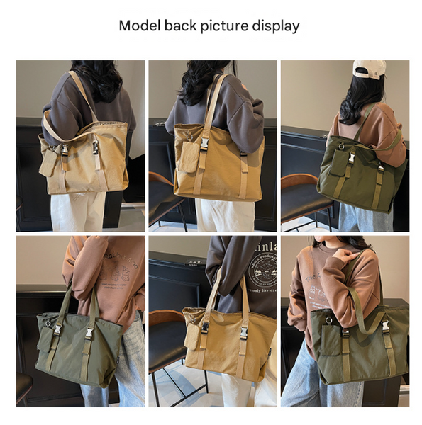 Pink Womens Large Capacity Nylon Tote Bag Stylish Casual Shoulder Crossbody With Detachable Pouch Women's Bags & Handbags