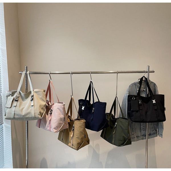 Beige Women's Large Capacity Nylon Tote Bag Stylish Casual Shoulder & Crossbody With Detachable Pouch Women's Bags & Handbags