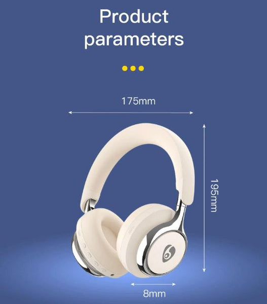 Blue Premium Wireless Anc Bluetooth 5.4 32H Playtime Foldable Over Ear Design Comfort Earpads For Travel & Gaming Headphones