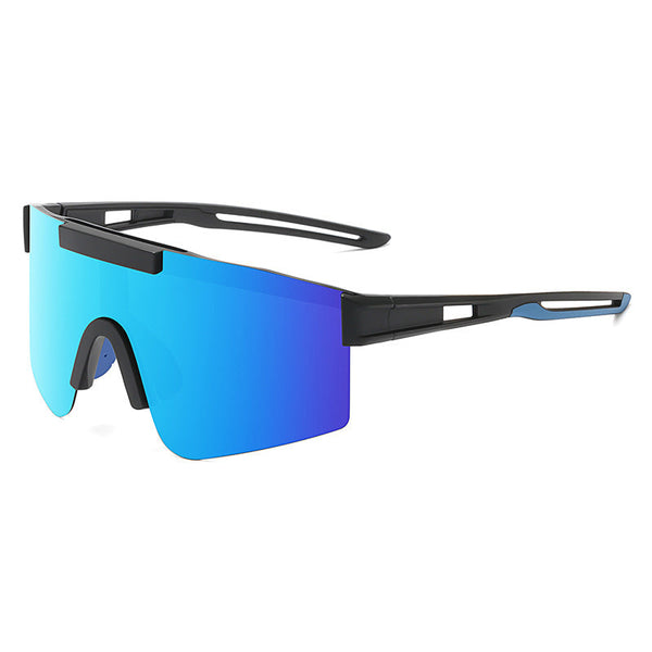 Blue Lenses With Black Temples Ultra Light Polarized Sports Wraparound Shield Design For Cycling & Outdoor Performance Sunglasses