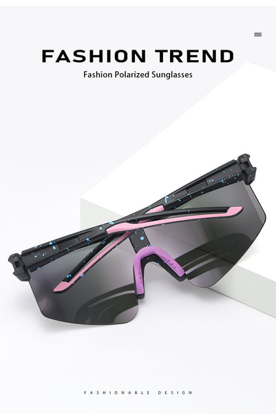 Blue Lenses With Black Temples Ultra Light Polarized Sports Wraparound Shield Design For Cycling & Outdoor Performance Sunglasses