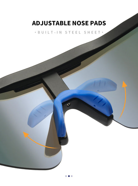 Blue Lenses With Black Temples Ultra Light Polarized Sports Wraparound Shield Design For Cycling & Outdoor Performance Sunglasses