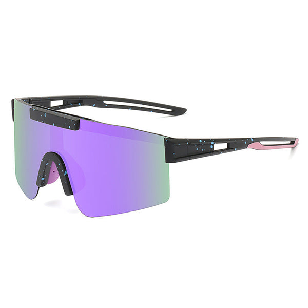 Purple Lenses With Black Temples Ultra Light Polarized Sports Wraparound Shield Design For Cycling & Outdoor Performance Sunglasses