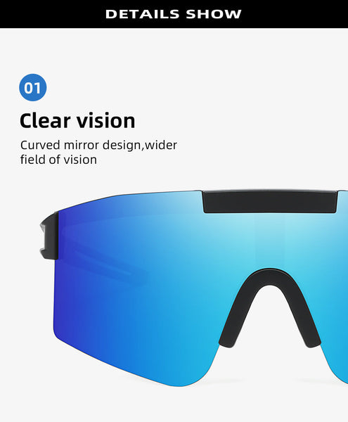 Blue Lenses With White Temples Ultra Light Polarized Sports Wraparound Shield Design For Cycling & Outdoor Performance Sunglasses