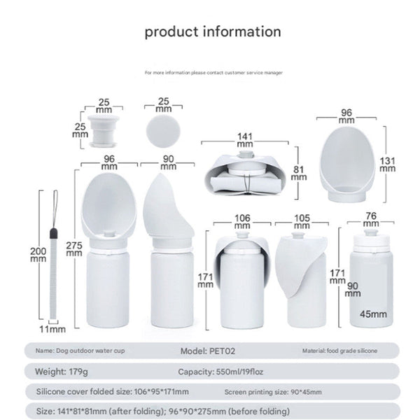 Pink Pet Dog Water Bottle 550Ml Foldable Food Grade Silicone Travel Drinker With Leak Proof Dispenser Dog Fountains