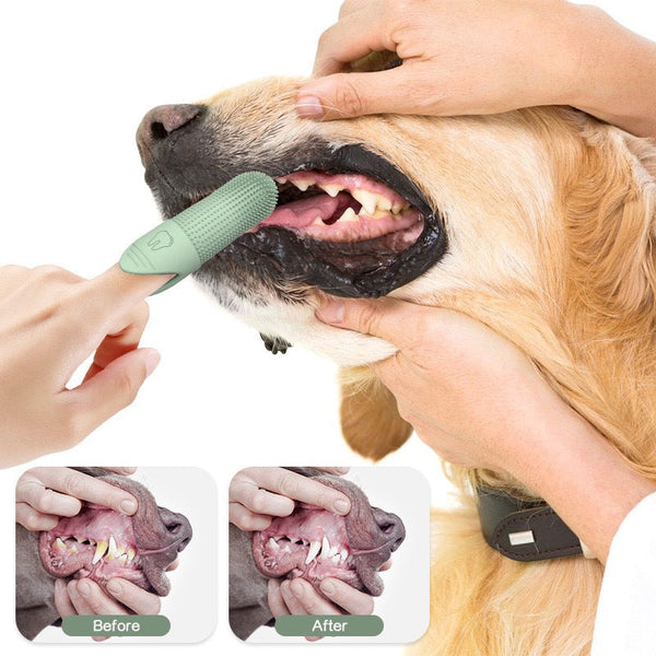 4 Pcs Beige Soft Silicone Pet Finger Toothbrush Gentle Dental Care For Dogs & Cats Tartar Plaque Remover Oral Hygiene