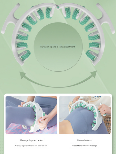 Green And White Adjustable 3D Leg & Body Roller Massager Deep Tissue Muscle Relief For Thighs Calves Arms Fascia Cellulite Tool With Detachable Handle