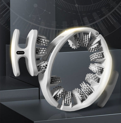 Grey And White Adjustable 3D Leg & Body Roller Massager Deep Tissue Muscle Relief For Thighs Calves Arms Fascia Cellulite Tool With Detachable Handles