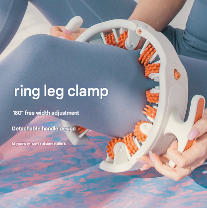 Grey And White Adjustable 3D Leg & Body Roller Massager Deep Tissue Muscle Relief For Thighs Calves Arms Fascia Cellulite Tool With Detachable Handles