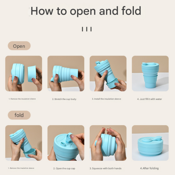 2 Pcs White And Pink 350Ml Collapsible Silicone Travel Cup Portable Leak Proof & Food Grade Drinking Mug With Lid Insulating Sleeve Straw Other Travel