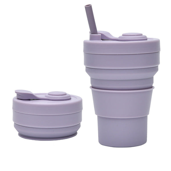 2 Pcs Purple 350Ml Collapsible Silicone Travel Cup Portable Leak Proof & Food Grade Drinking Mug With Lid Insulating Sleeve Straw Other Travel Accesso
