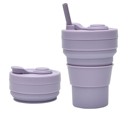 2 Pcs Purple 350Ml Collapsible Silicone Travel Cup Portable Leak Proof & Food Grade Drinking Mug With Lid Insulating Sleeve Straw Other Travel Accesso