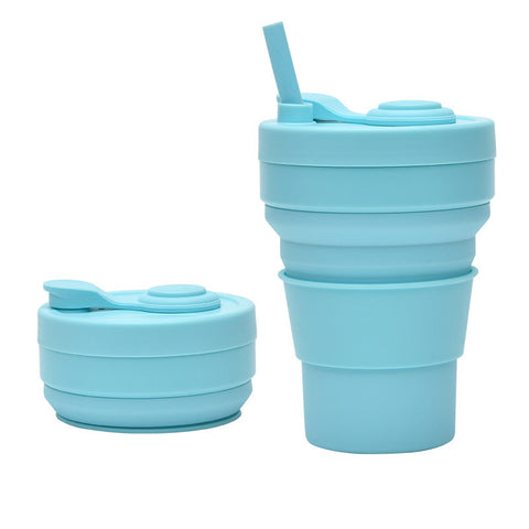 2 Pcs Light Blue 350Ml Collapsible Silicone Travel Cup Portable Leak Proof & Food Grade Drinking Mug With Lid Insulating Sleeve Straw Other Travel Acc