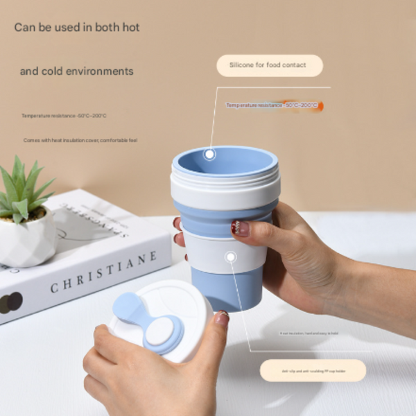 2 Pcs Light Blue 350Ml Collapsible Silicone Travel Cup Portable Leak Proof & Food Grade Drinking Mug With Lid Insulating Sleeve Straw Other Travel Acc