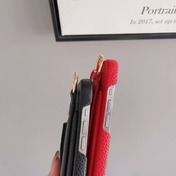 Red Chic Pu Leather Crossbody Wallet Case For Iphone 16 Pro Max Card Holder With Detachable Strap & Finger Ring Grip Cases Covers & Skins