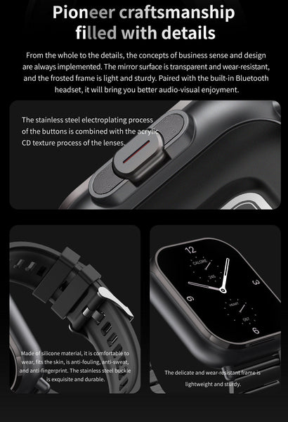 Silver Steel Belt 2 In 1 Smartwatch With Built In Earbuds 2.01 Hd Touchscreen Smart Watches