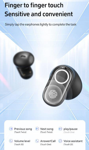 Black Feather Light Tws Bluetooth 5.4 Hi Fi Sound Led Display Case 60H+ Playtime Touch Control Earbuds