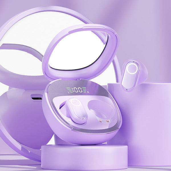 Purple Feather Light Tws Bluetooth 5.4 Hi Fi Sound Led Display Case 60H+ Playtime Touch Control Earbuds
