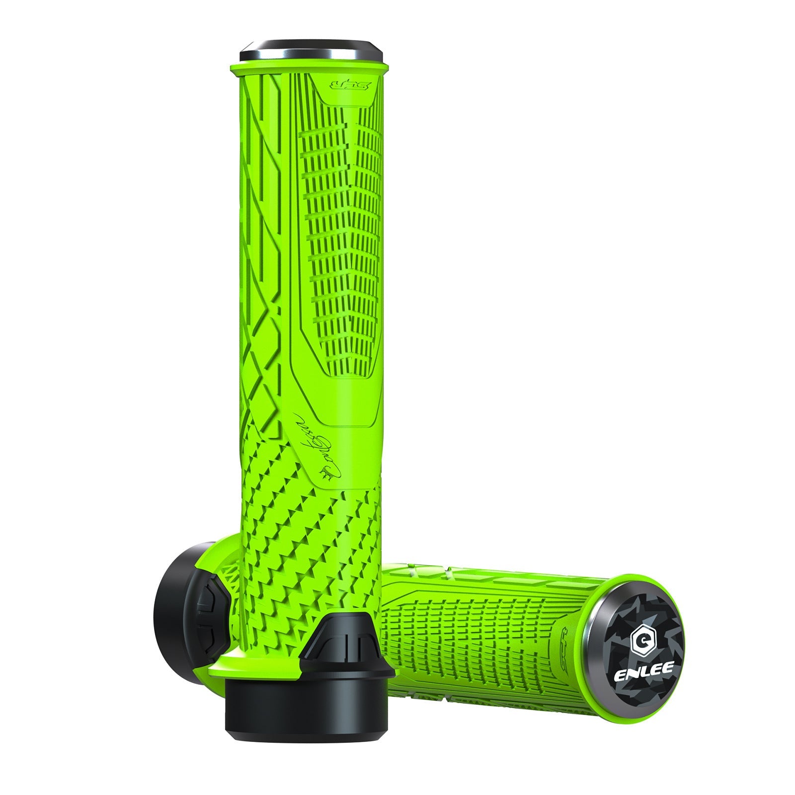 Green Ergonomic Lock On Bike Grips Anti Slip Tpr Rubber Alloy Rings & Plugs For Mtb Commuter Bikes Handlebar Grips Tape & Pads
